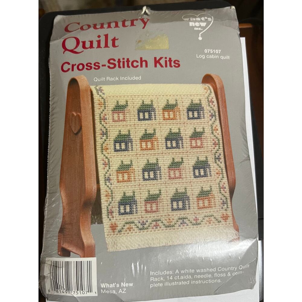 NWT What's New Country Quilt Counted Cross Stitch Kit with Quilt Rack